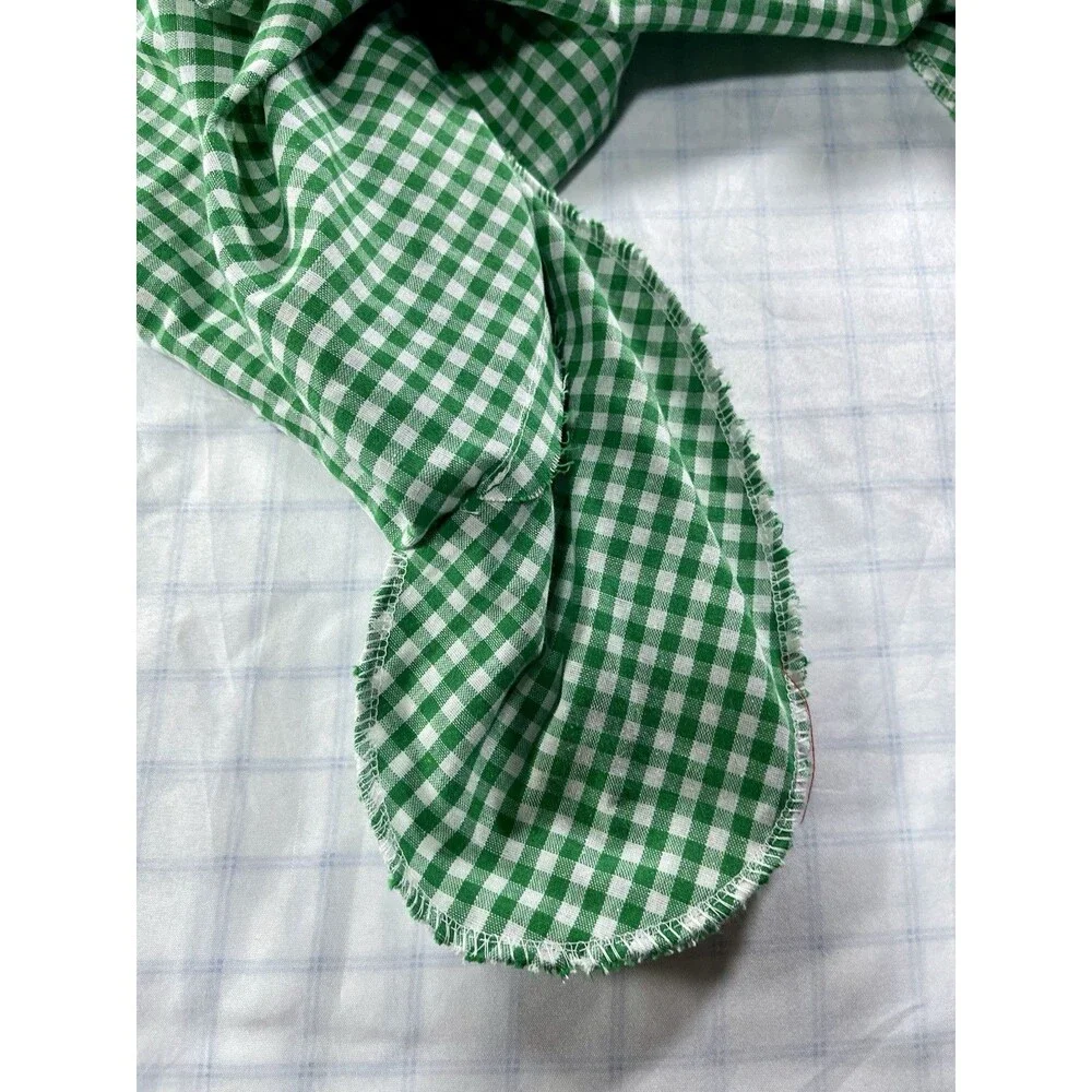 Vintage-Style Green Gingham Crochet Lace Collar House Dress - Size L/XL - Picture 15 of 16